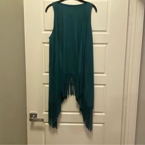 Teal Fringe Western Vest